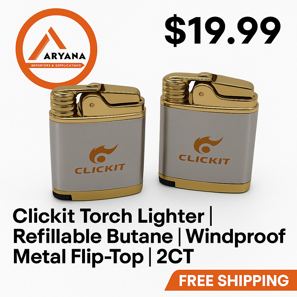| Refillable Butane | Windproof Metal Flip-top | 2ct