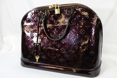 Authentic Louis Vuitton Alma GM Amarante Monogram Vernis Leather Handbag - VG/EX