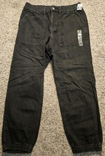 NWT Gap Denim Utility Washed Black Jean Joggers Cropped Womens Size Medium