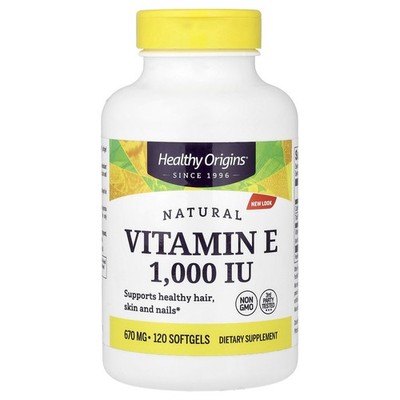Healthy Origins E-1000 120 Softgels All-Natural, Dairy-Free, Egg-Free, Fish