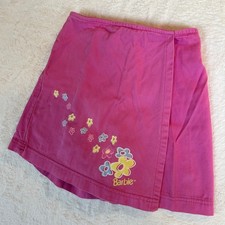 Vintage 90s/Y2K Girls Pink Barbie Skort Skirt With Shorts Flowers Tie Back 4/5 