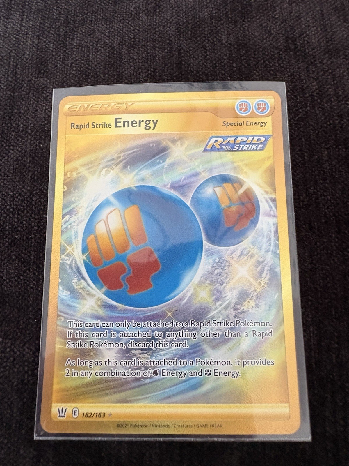 Pokémon TCG Rapid Strike Energy Gold Secret Rare Card 182/163 Battle Styles nm