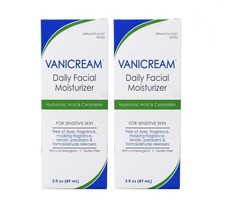 Vanicream Daily Facial Moisturizer, 3 oz, Hyaluronic Acid - LOT OF 2