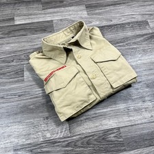 BOY SCOUTS OF AMERICA Button Down Tan Boy Scout Uniform Shirt Boy's Size Small