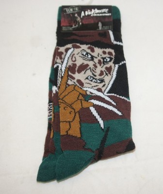 Freddy Krueger Crew Sock Size 6-12 HYP Nightmare On Elm St Horror Sweater Stripe