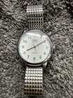 Vintage Timex Indiglo Quartz Watch Men Silver White Stretch Analog Runs