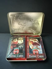 Coca-Cola Nostalgia Playing Cards 2 Decks Of Cards Metal Tin USA 1997 New