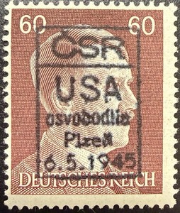 Hitler -Overprinted ‘CSR USA  Osvobodili Plzen 6.5.1945 CV$200