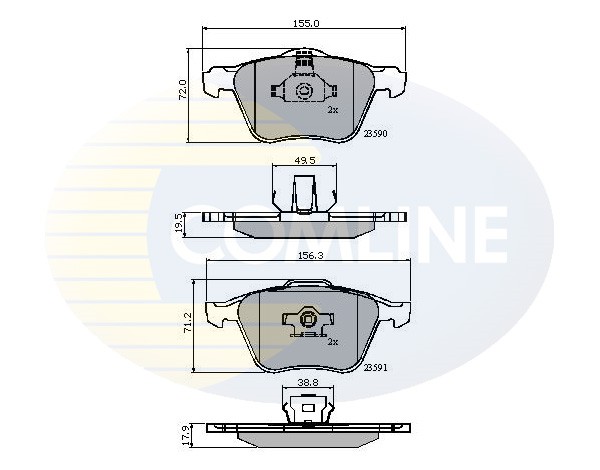 Front COMLINE CBP01322 Brake Pad Set, disc brake for VOLVO
