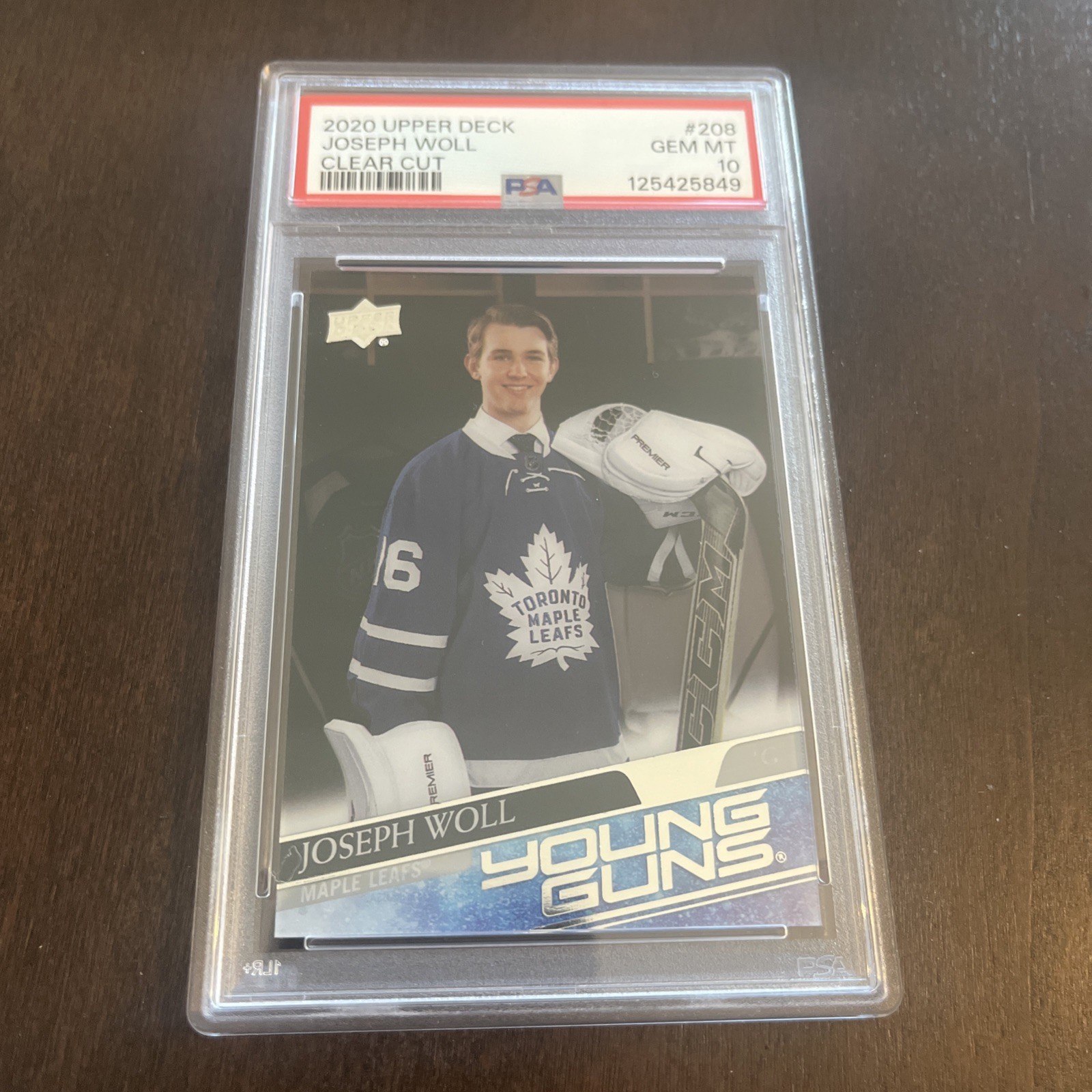 2020-21 Joseph Woll Upper Deck Young Guns CLEAR CUT Rookie RC #208 PSA 10 GEM MT