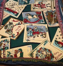 VTG The Northwest Company Christmas Holiday Throw Blanket  53x42 Fringed Edge