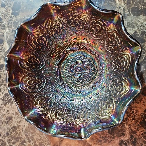 Vintage Fenton Persian Medallion Carnival Glass Bowl Candy Dish