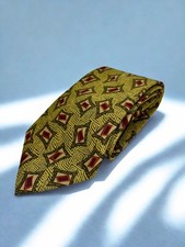 Burberrys of London Vintage Silk Tie Geometric Pattern Yellow Green Red