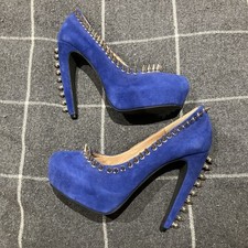 Scarpe stiletto Jeffery Campbell donna blu scamosciato argento borchie punta taglia 6