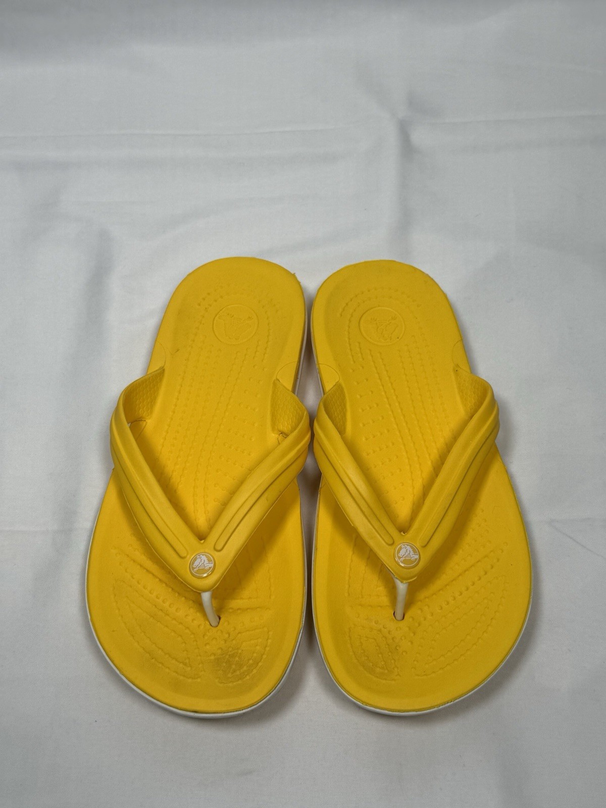 Yellow Unisex Crocs “Crocband” Flip Flops Sandals Men’s Size 5 Womens Size 7