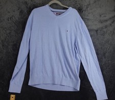 Tommy Hilfiger Varsity Jumper Mens Size 2xl Navy V Neck Cotton Pullover Sweater