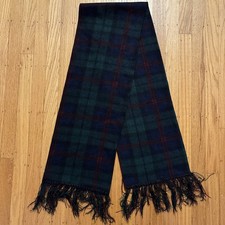 Fleece Scarf Blue Green Red Plaid Lightweight 57” x 10” Made in USA Soft Classic