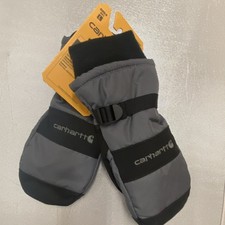 Carhartt Waterproof Insulated Knit Cuff Boys Mittens Gray Black Size L