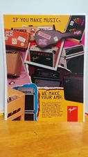 FENDER GUITAR AMPLIFIERS GUITAR AD PRINT  11 X 8.5  WE MAKE YOUR AMP!