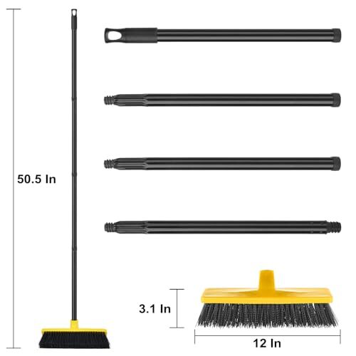 Push Broom With 12" Wide Stiff Bristles - TreeLen - View #10
