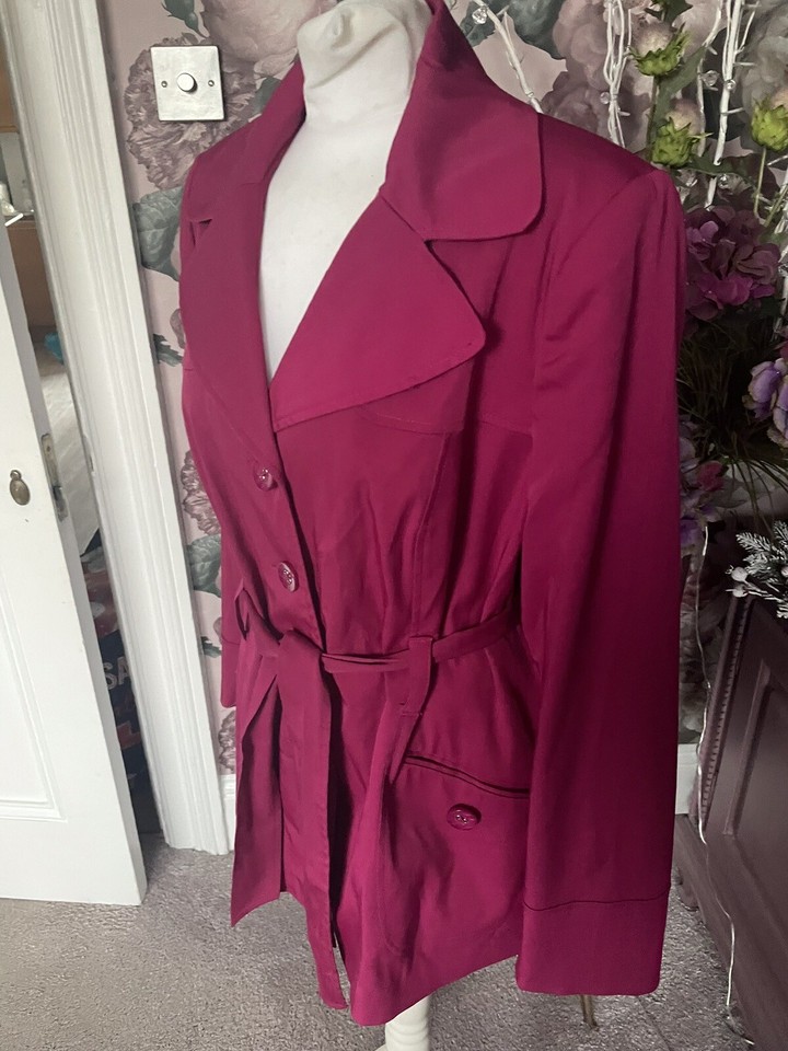 W Raspberry Pink Ladies Belted Coat Fully Lined Size 16 eBay