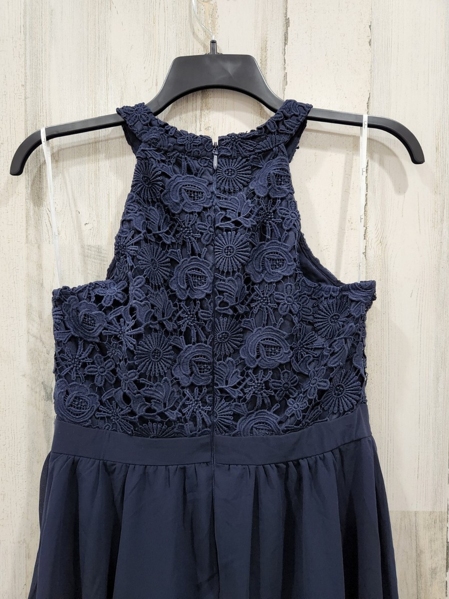 lover's game navy blue lace skater dress LULUS Lovers Game Navy Blue Lace Top Skater Dress**Beautiful Size  SMALL**NWOT**