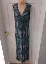PER UNA Tall MAXI DRESS BLUE MIX STRETCHY JERSEY 12 L holiday Beach