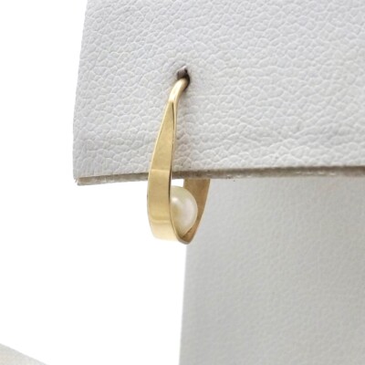 Ed Levin 14k Gold Pearl Petite Oval Hoop Single Earring One