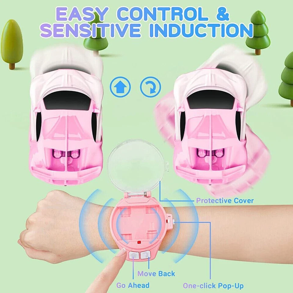 Watch RC Car Toy Mini 2.4GHz Remote Control Car Watch Kids Fun Rechargeable US - Image 3 of 4