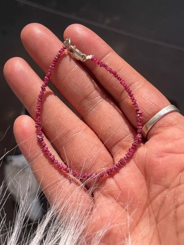 Brazalete de 7" con cuentas de diamantes en bruto rosa natural 9,0 TCW broche de plata .925 - Imagen 8 de 8