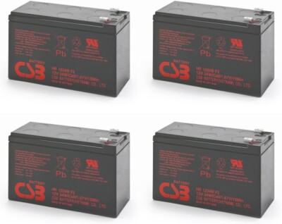 Lot of 4 CSB HR1234WF2 High Rate 12V 34W SLA Battery w/ .25'' F2 Terminals