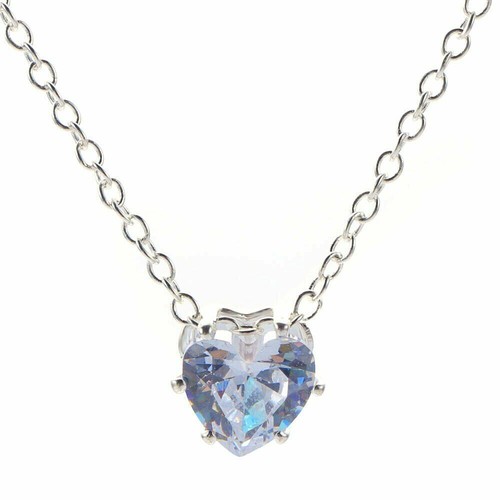 Moda Mujeres Colgante Joyería Cristal Corazón Plateado Collar + Cadena Regalo - Imagen 5 de 7