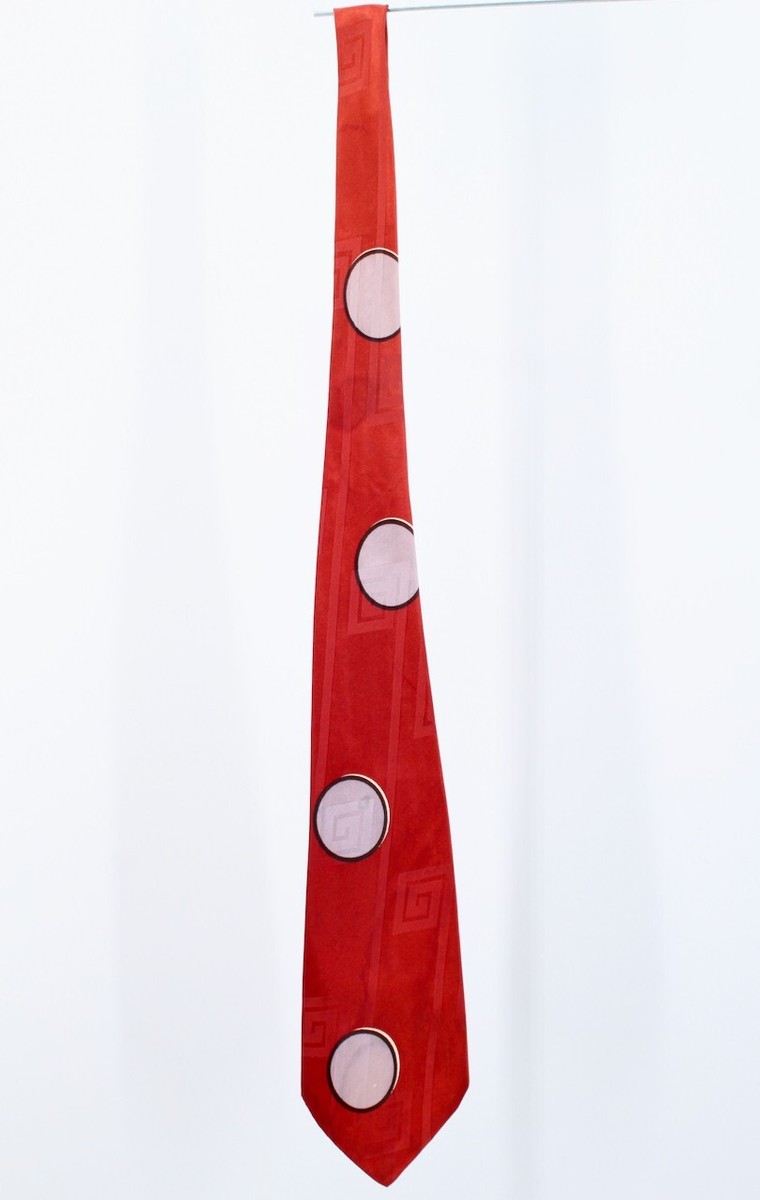 小物 40's style polka dot bottle shape tie VTG Men's 1940s Red & Purple Polka Dot Print Necktie 40s Tie