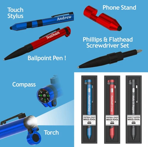 Multi-Tool Pen 7-in-1 pocket gadget personalised gift Boxed