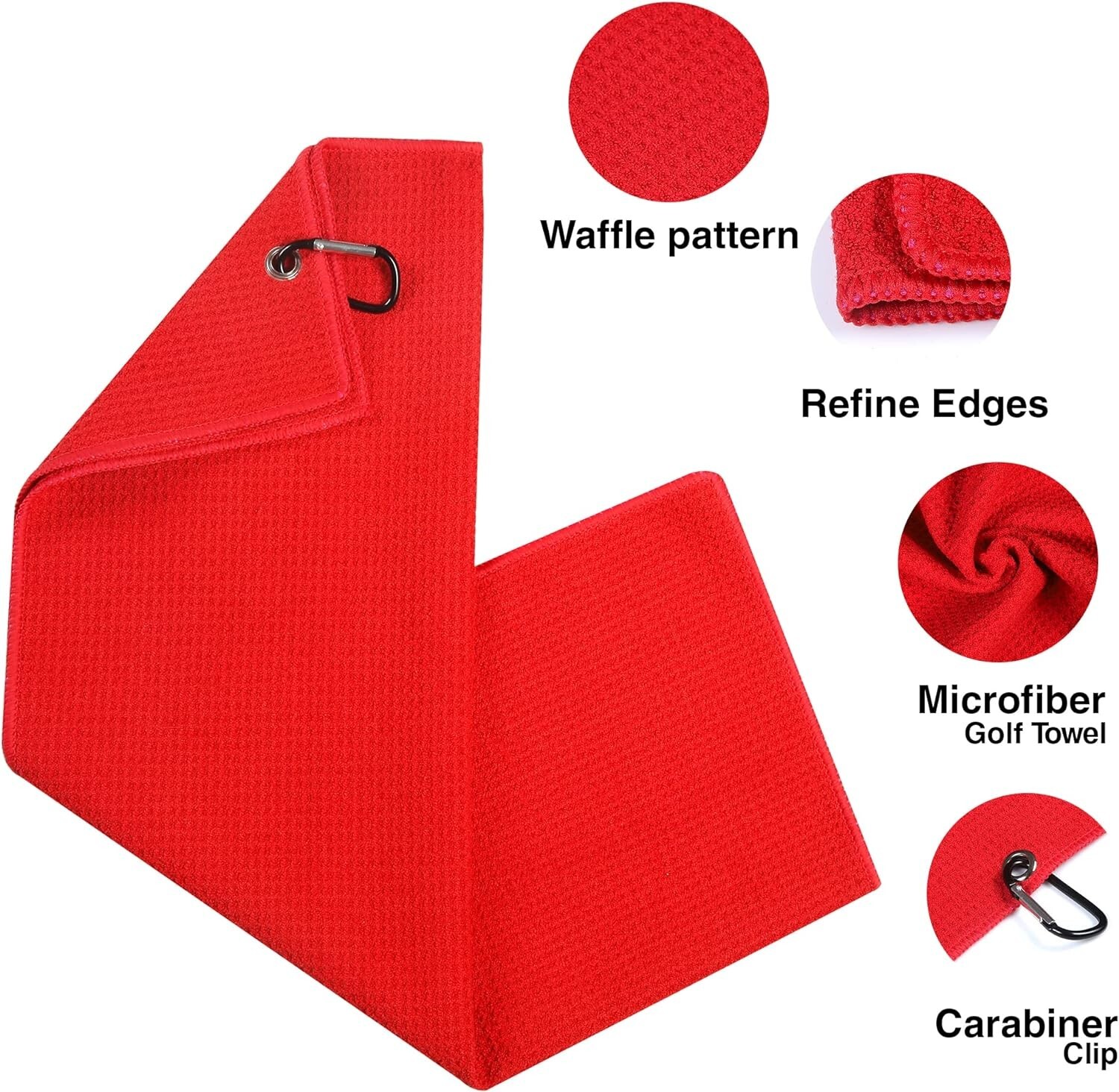ELKPACE Golf Towel, Trifold Microfiber Waffle Pattern Golf Towels