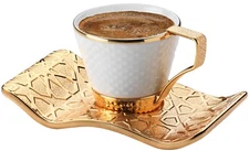 18 Pcs Stunning Espresso Turkish Coffee Cups w Holders Saucers Set of 6, 2.5Oz