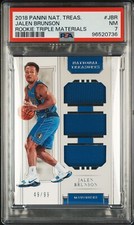 2018 Panini National Treasures /99 Jalen Brunson Rookie Triple Materials PSA 7