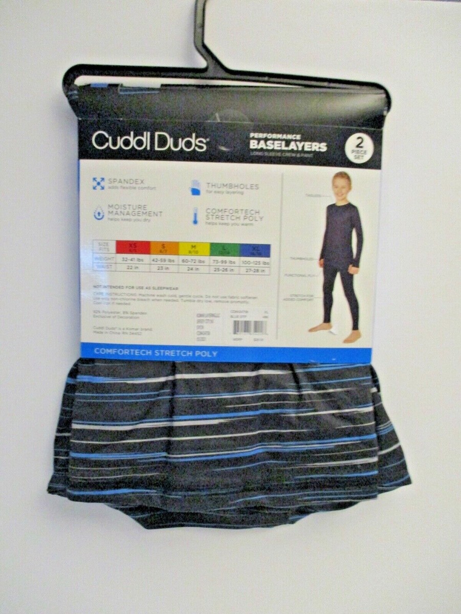 Cuddl Duds boys crew top bottoms Set size XL 16/18 blue stripe | eBay