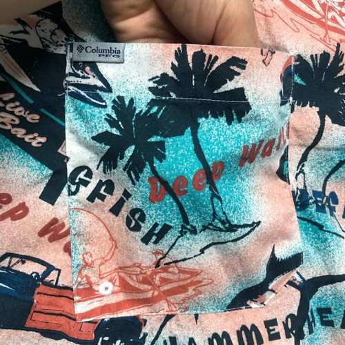 Columbia PFG Florida Deep Sea Fishing Graphic Hawaiian Tropical Shirt Men 2XL - Picture 3 of 17