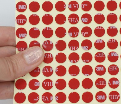3M-VHB doppelseitige schwarze Klebepunkte Pads ~ 10 mm & 14 mm starkes Montageband