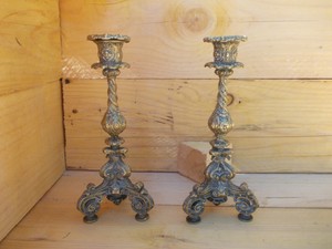 Détails Sur Paire Bougeoirs Candlestick Bronze Xixème Rocaille Rococo Style Louis Xv - 