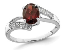 1.30 Carat ctw Garnet Oval Cut Ring in Sterling Silver