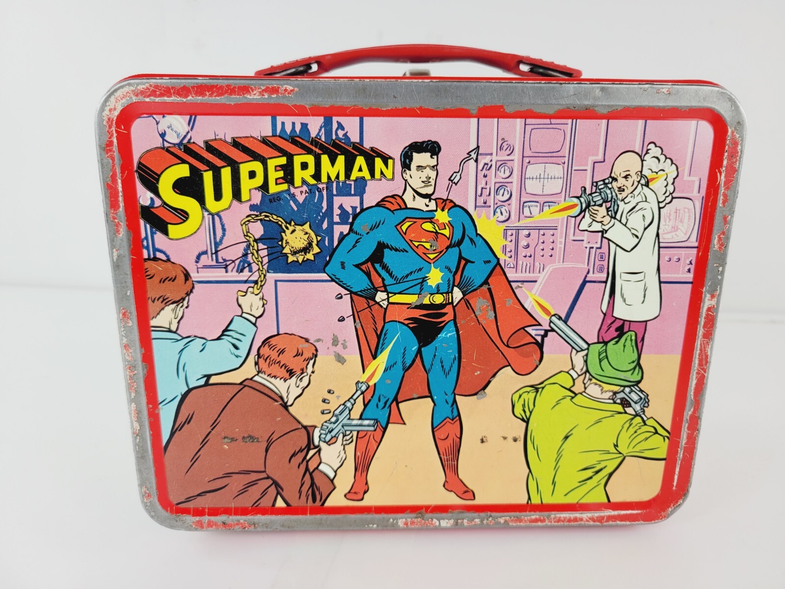 Vintage 1967 Thermos Brand Superman Metal Lunch Box 1960s WITH UNBROKEN