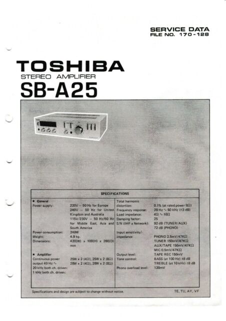 Manuale di assistenza per Toshiba SB-A25 -