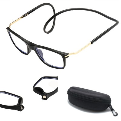 Magnetic Bridge Front Connect Reading Glasses Anti-Blue Light Readers With Case