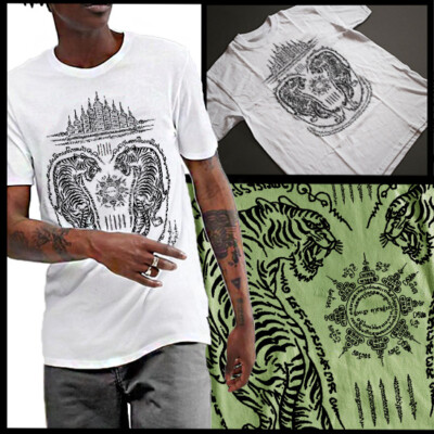 Muay Thai Sacred Dragon And Tiger Sak Yant Tattoo T-Shirt Size Small To 3XL Tee 