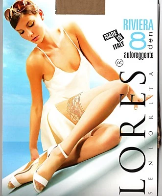 LORES hauchdünne halterlose Strümpfe transparent Silikon Farben Riviera 8 den