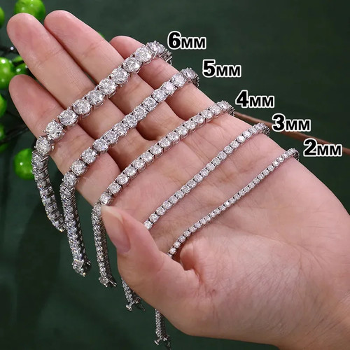 3/4/5mm Moissanite Tennis Necklace Bracelet 925 Silver Sparkling Hiphop Necklace - Bild 5 von 23