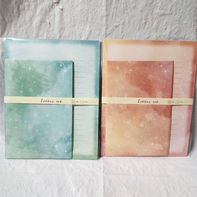 Cute Sparkling Watercolor Letter Set Kawaii Japanese Aesthetic Stationery