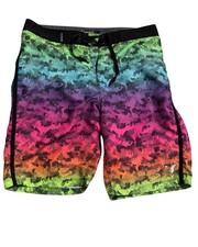 Hurley Boys Board Shorts Size 16 Digital Camo Swim Trunks Surf Black Rainbow